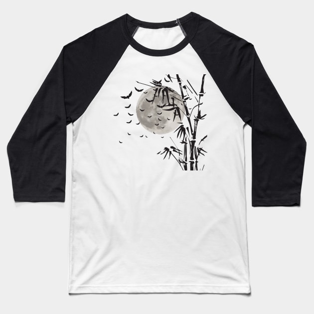 Scary Halloween With Spooky Vampire And Moon In Bamboo Tree Baseball T-Shirt by mrsmitful01